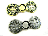 Norwegian Buckle Clasp Four Hole Metal Fastener / Antique Gold or Silver CX38