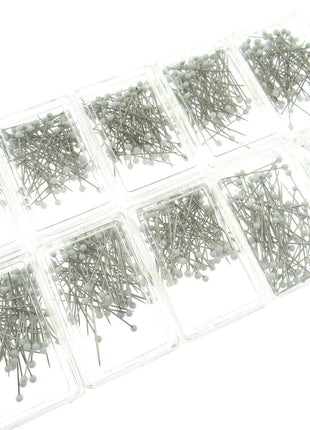 White Glass Headed Pins -Won't Melt if Iron Over Them - 32mm 80 Pins JTL056 - ThreadandTrimmings