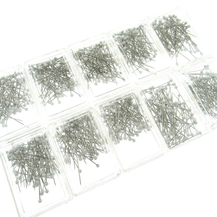 White Glass Headed Pins -Won't Melt if Iron Over Them - 32mm 80 Pins JTL056 - ThreadandTrimmings