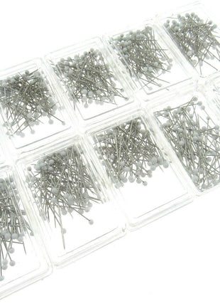 White Glass Headed Pins -Won't Melt if Iron Over Them - 32mm 80 Pins JTL056 - ThreadandTrimmings