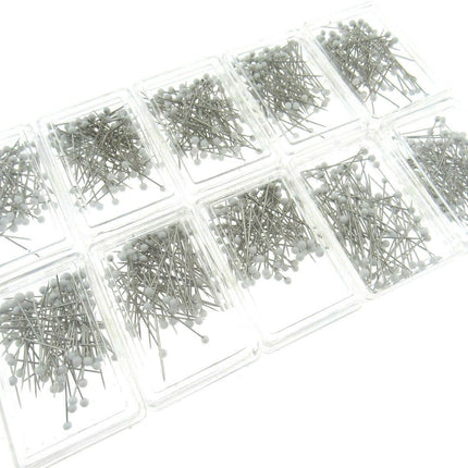 White Glass Headed Pins -Won't Melt if Iron Over Them - 32mm 80 Pins JTL056 - ThreadandTrimmings