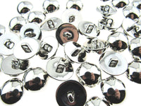 Round Domed Silver Polished Blazer Buttons - Plastic With Shank - Metal Effect