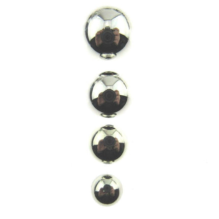 Round Domed Silver Polished Blazer Buttons - Plastic With Shank - Metal Effect - ThreadandTrimmings