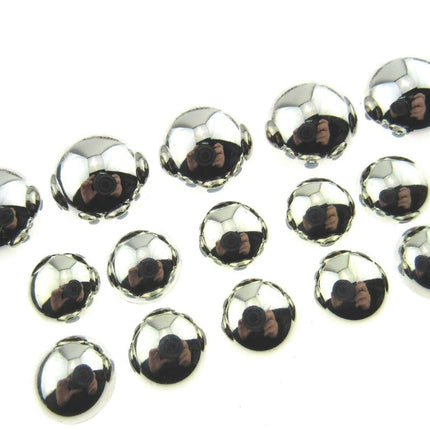 Round Domed Silver Polished Blazer Buttons - Plastic With Shank - Metal Effect - ThreadandTrimmings