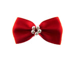 Satin Ribbon Bows With Pearl Ring - "Bow Tie Bows" - 14 Colours - (34mm x 22mm)