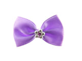 Satin Ribbon Bows With Pearl Ring - "Bow Tie Bows" - 14 Colours - (34mm x 22mm)