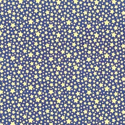 ** MICHAEL MILLER" CATS CRADLE- STARBRITE" - NAVY - FAT QUARTER - GOLD STARS - ThreadandTrimmings