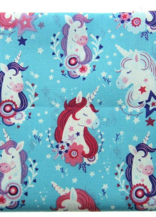 ** STUDIO E "UNICORN KISSES" FABRIC - FAT QUARTER - TURQUOISE , PINK , PURPLE - ThreadandTrimmings
