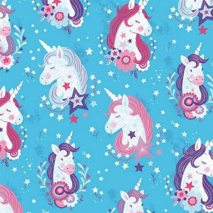 ** STUDIO E "UNICORN KISSES" FABRIC - FAT QUARTER - TURQUOISE , PINK , PURPLE - ThreadandTrimmings