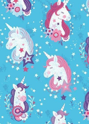 ** STUDIO E "UNICORN KISSES" FABRIC - FAT QUARTER - TURQUOISE , PINK , PURPLE - ThreadandTrimmings