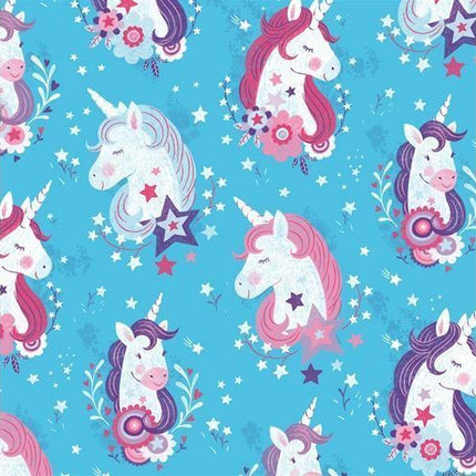 ** STUDIO E "UNICORN KISSES" FABRIC - FAT QUARTER - TURQUOISE , PINK , PURPLE - ThreadandTrimmings