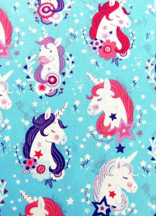 ** STUDIO E "UNICORN KISSES" FABRIC - FAT QUARTER - TURQUOISE , PINK , PURPLE - ThreadandTrimmings