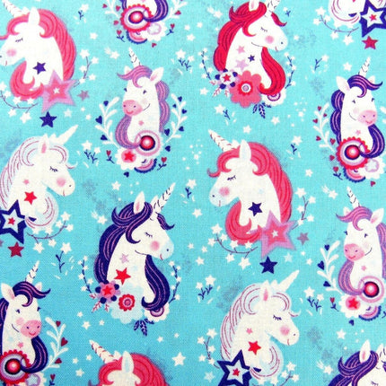 ** STUDIO E "UNICORN KISSES" FABRIC - FAT QUARTER - TURQUOISE , PINK , PURPLE - ThreadandTrimmings