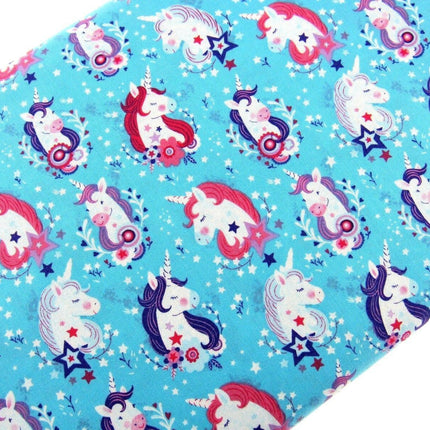 ** STUDIO E "UNICORN KISSES" FABRIC - FAT QUARTER - TURQUOISE , PINK , PURPLE - ThreadandTrimmings