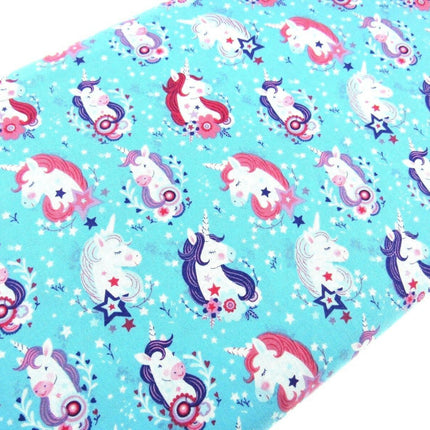 ** STUDIO E "UNICORN KISSES" FABRIC - FAT QUARTER - TURQUOISE , PINK , PURPLE - ThreadandTrimmings