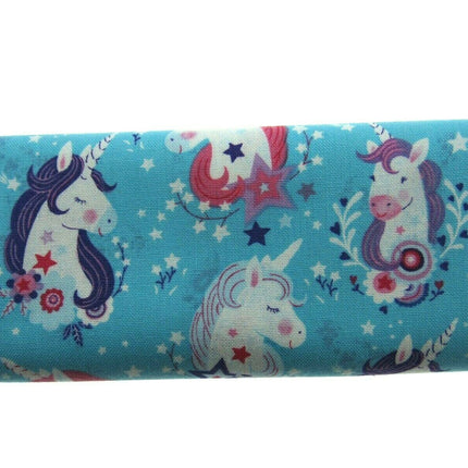 ** STUDIO E "UNICORN KISSES" FABRIC - FAT QUARTER - TURQUOISE , PINK , PURPLE - ThreadandTrimmings