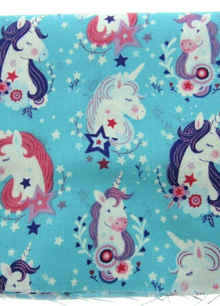 ** STUDIO E "UNICORN KISSES" FABRIC - FAT QUARTER - TURQUOISE , PINK , PURPLE - ThreadandTrimmings