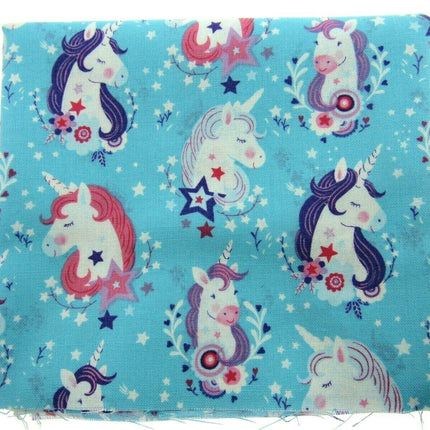 ** STUDIO E "UNICORN KISSES" FABRIC - FAT QUARTER - TURQUOISE , PINK , PURPLE - ThreadandTrimmings