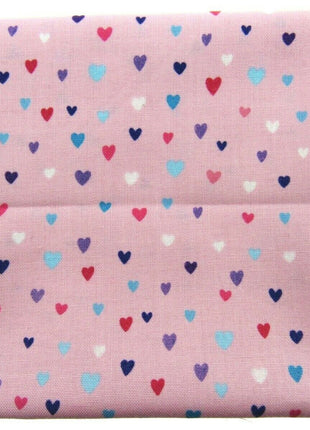 ** STUDIO E's "UNICORN KISSES " FAT QUARTER FABRIC PINK SCATTERED HEARTS BLENDER - ThreadandTrimmings