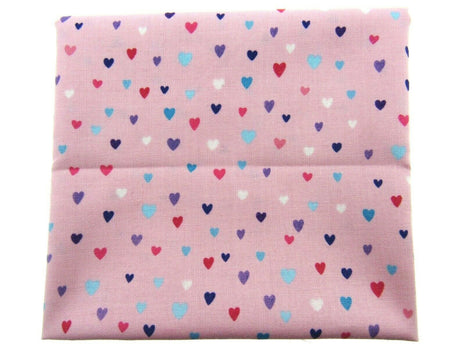 ** STUDIO E's "UNICORN KISSES " FAT QUARTER FABRIC PINK SCATTERED HEARTS BLENDER - ThreadandTrimmings