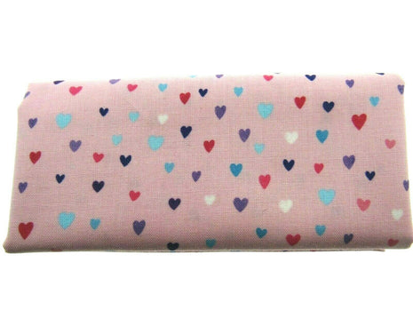 ** STUDIO E's "UNICORN KISSES " FAT QUARTER FABRIC PINK SCATTERED HEARTS BLENDER - ThreadandTrimmings