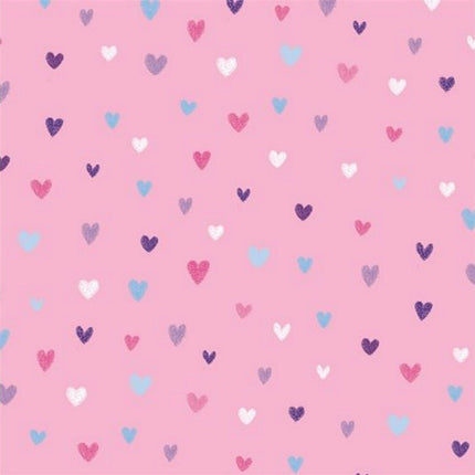 ** STUDIO E's "UNICORN KISSES " FAT QUARTER FABRIC PINK SCATTERED HEARTS BLENDER - ThreadandTrimmings