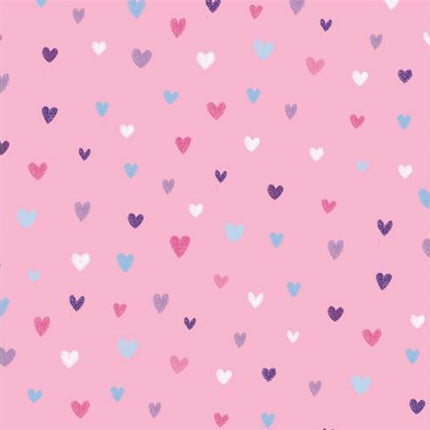 ** STUDIO E's "UNICORN KISSES " FAT QUARTER FABRIC PINK SCATTERED HEARTS BLENDER - ThreadandTrimmings