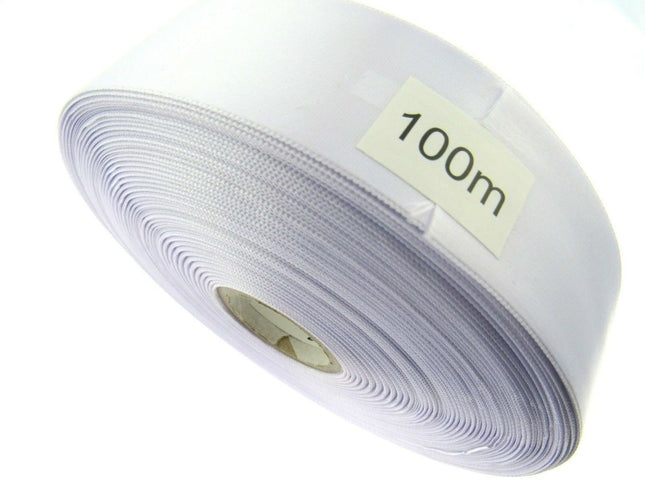White Satin Ribbon Wedding Car Ribbon "Single Sided" Satin  - 38mm Wide - ThreadandTrimmings
