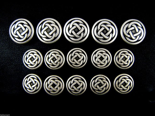 A Set Of Celtic Antique Oxidised Silver Metal Buttons B75 - ThreadandTrimmings