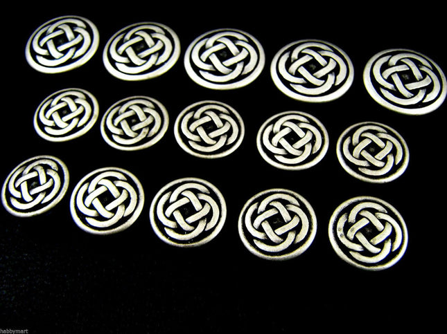 A Set Of Celtic Antique Oxidised Silver Metal Buttons B75 - ThreadandTrimmings