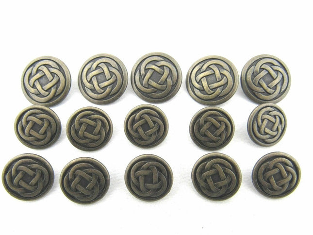 A Set of Antique Oxidised Metal Celtic Buttons B75 - ThreadandTrimmings