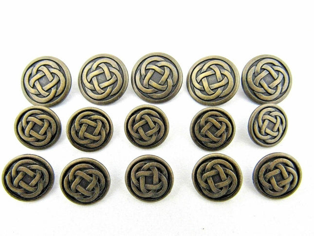 A Set of Antique Oxidised Metal Celtic Buttons B75 - ThreadandTrimmings