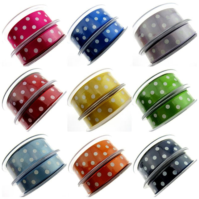 Spotty Satin Polka Dot Ribbon by Berrisford's From The Essentials Range - 15mm - ThreadandTrimmings