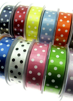 Spotty Satin Polka Dot Ribbon by Berrisford's From The Essentials Range - 15mm - ThreadandTrimmings