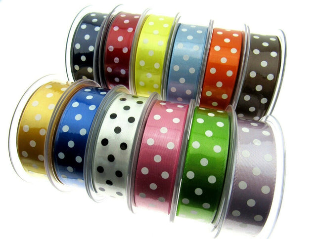 Spotty Satin Polka Dot Ribbon by Berrisford's From The Essentials Range - 15mm - ThreadandTrimmings