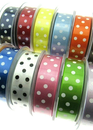 ** 25mm BERISFORDS ESSENTIALS POLKA DOT SATIN RIBBON - ThreadandTrimmings