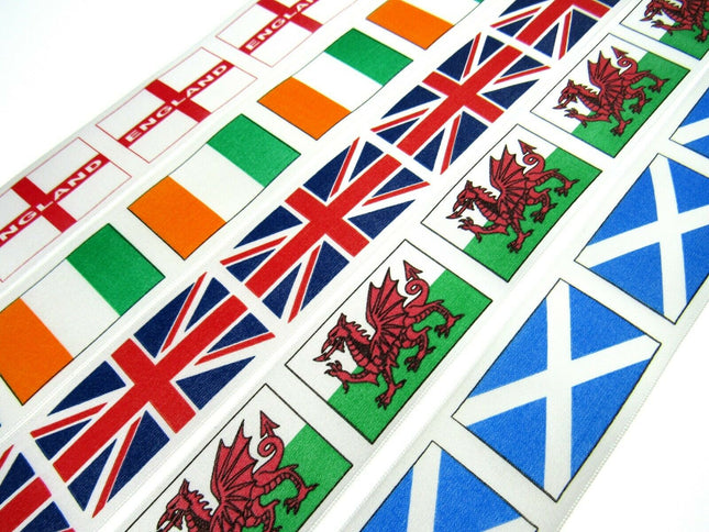 Flag Ribbon - Welsh Dragon, St George, St Andrews, Irish Tri by Berisfords - ThreadandTrimmings