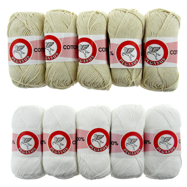 5 balls of dish cloth cotton ecru and white