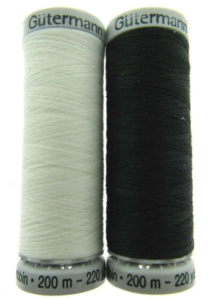 ** GUTERMANN SULKY BOBBIN EMBROIDERY THREAD 200m REELS BLACK or WHITE - ThreadandTrimmings