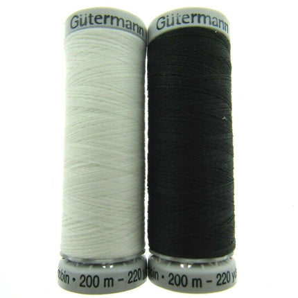 ** GUTERMANN SULKY BOBBIN EMBROIDERY THREAD 200m REELS BLACK or WHITE - ThreadandTrimmings