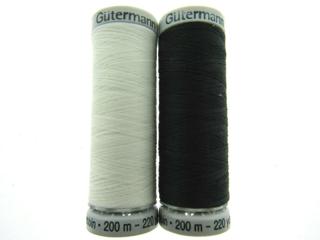 ** GUTERMANN SULKY BOBBIN EMBROIDERY THREAD 200m REELS BLACK or WHITE - ThreadandTrimmings