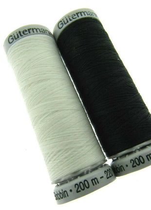 ** GUTERMANN SULKY BOBBIN EMBROIDERY THREAD 200m REELS BLACK or WHITE - ThreadandTrimmings