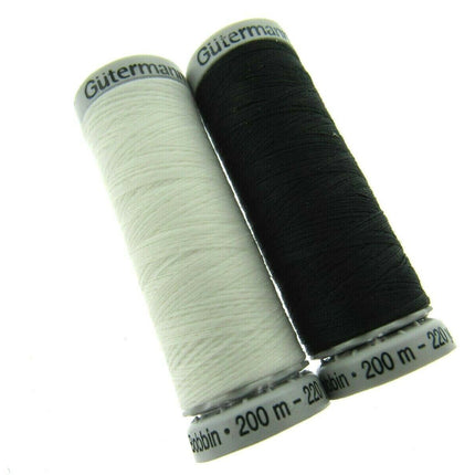 ** GUTERMANN SULKY BOBBIN EMBROIDERY THREAD 200m REELS BLACK or WHITE - ThreadandTrimmings