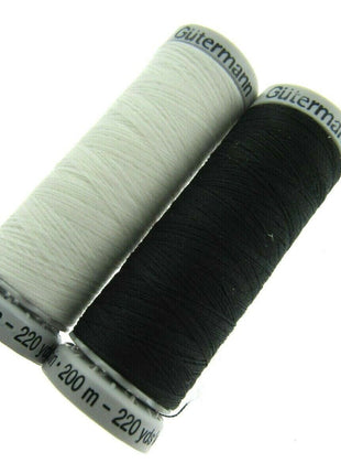 ** GUTERMANN SULKY BOBBIN EMBROIDERY THREAD 200m REELS BLACK or WHITE - ThreadandTrimmings