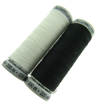 ** GUTERMANN SULKY BOBBIN EMBROIDERY THREAD 200m REELS BLACK or WHITE - ThreadandTrimmings