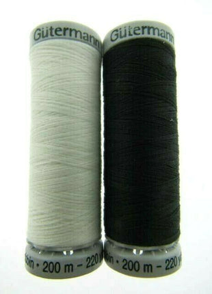 ** GUTERMANN SULKY BOBBIN EMBROIDERY THREAD 200m REELS BLACK or WHITE - ThreadandTrimmings