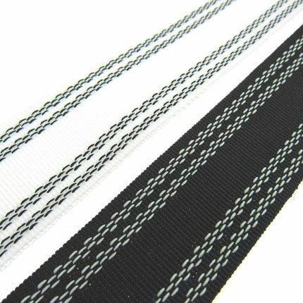 STRAIGHT WASHABLE PETERSHAM - WHOLE ROLL - BLACK or WHITE 25mm or 38mm - ThreadandTrimmings
