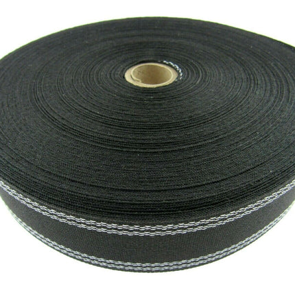 STRAIGHT WASHABLE PETERSHAM - WHOLE ROLL - BLACK or WHITE 25mm or 38mm - ThreadandTrimmings