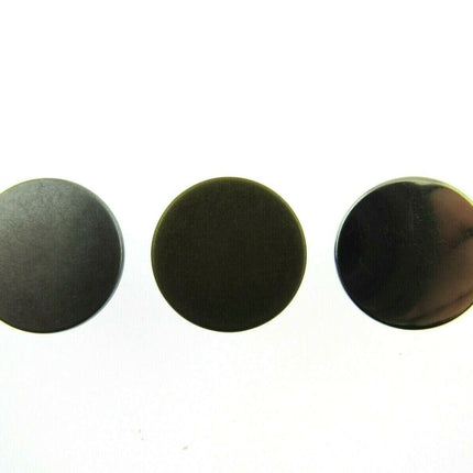 17mm no sew hammer home jean buttons in silver, gunmetal or antique brass sitting side by side in a row