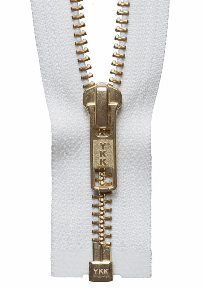 YKK BRASS METAL OPEN END ZIPPER #5 Zip CHAIN CHOOSE FROM 6 COLOURS & 11 SIZES - ThreadandTrimmings